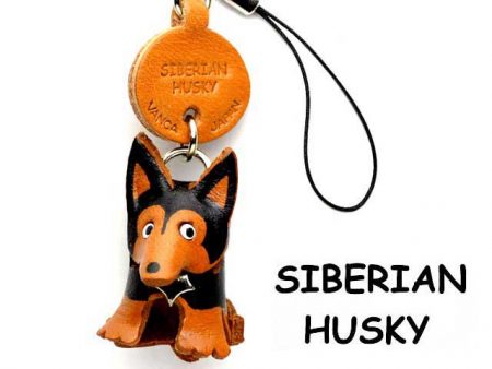 SIBERIAN HUSKY LEATHER CELLULARPHONE CHARM VANCA