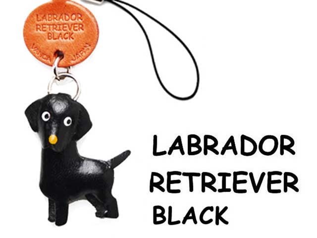 LABRADOR RETRIEVER BLACK LEATHER CELLULARPHONE CHARM VANCA