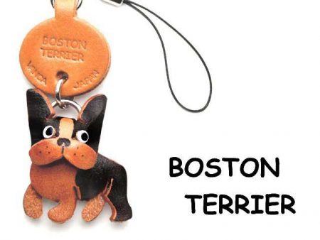 BOSTON TERRIER LEATHER CELLULARPHONE CHARM VANCA