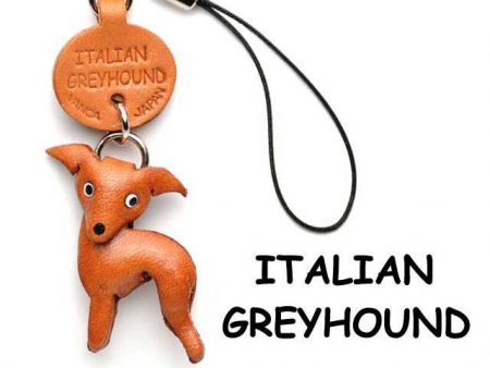 ITALIAN GREYHOUND LEATHER CELLULARPHONE CHARM VANCA