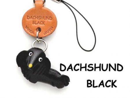 DACHSHUND BLACK LEATHER CELLULARPHONE CHARM VANCA