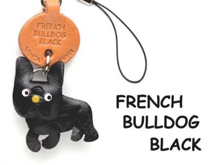 FRENCH BULLDOG BLACK LEATHER CELLULARPHONE CHARM VANCA