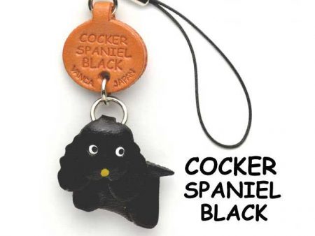 COCKER SPANIEL BLACK LEATHER CELLULARPHONE CHARM VANCA