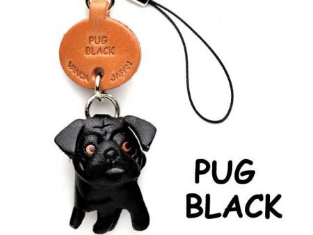 PUG BLACK LEATHER CELLULARPHONE CHARM VANCA