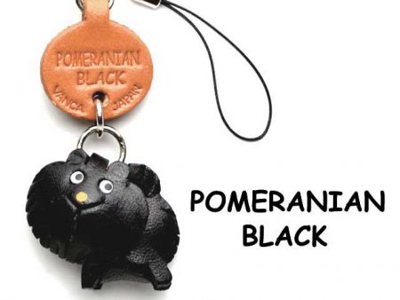 POMERANIAN BLACK LEATHER CELLULARPHONE CHARM VANCA