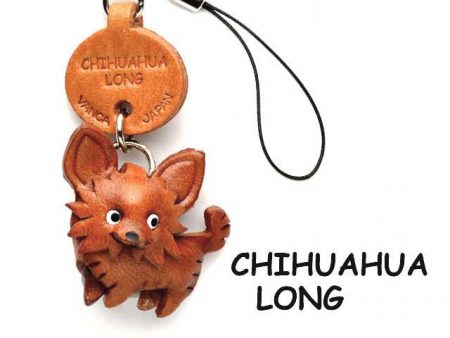 CHIHUAHUA LONG HAIRD LEATHER CELLULARPHONE CHARM VANCA