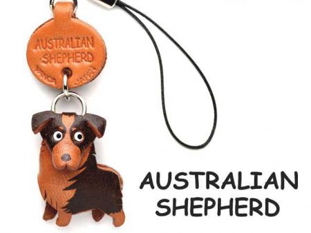 AUSTRALIAN SHEPHERD LEATHER CELLULARPHONE CHARM VANCA
