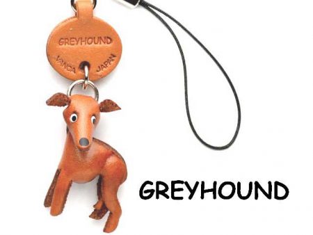 GREYHOUND LEATHER DOG CELLULARPHONE CHARM VANCA