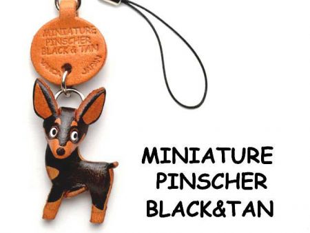 MINI PINSCHER BLACK&TAN LEATHER CELLULARPHONE CHARM VANCA