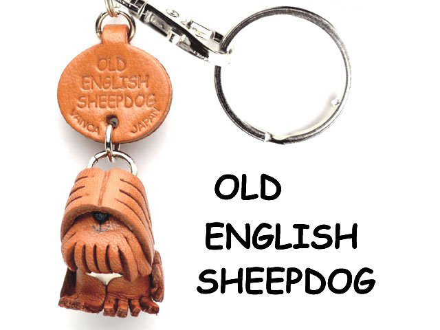 OLD ENGLISH SHEEPDOG LEATHER DOG KEYCHAIN VANCA