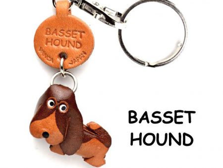 BASSET HOUND LEATHER DOG KEYCHAIN VANCA