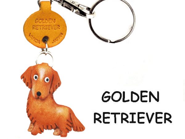 GOLDEN RETRIEVER LEATHER DOG KEYCHAIN VANCA