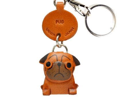 PUG LEATHER DOG KEYCHAIN