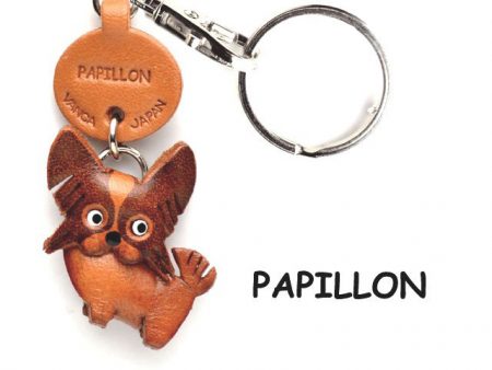 PAPILLON LEATHER DOG KEYCHAIN VANCA