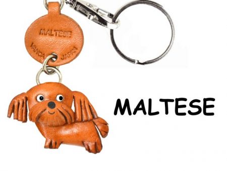 MALTESE JAPANESE LEATHER DOG KEYCHAIN VANCA