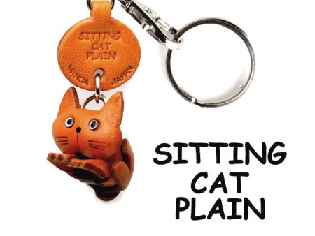 PLAIN SITTING JAPANESE LEATHER KEYCHAINS CAT VANCA