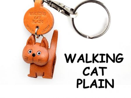 PLAIN WALKING JAPANESE LEATHER KEYCHAINS CAT VANCA