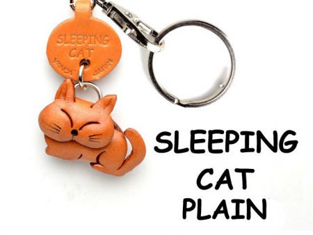 PLAIN SLEEPING JAPANESE LEATHER KEYCHAINS CAT VANCA