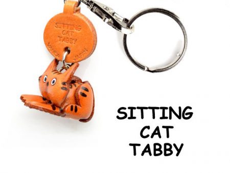 TABBY SITTING JAPANESE LEATHER KEYCHAINS CAT VANCA