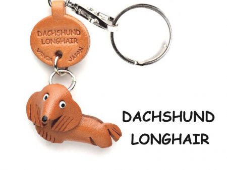 DACHSHUND LONGHAIR LEATHER DOG KEYCHAIN VANCA