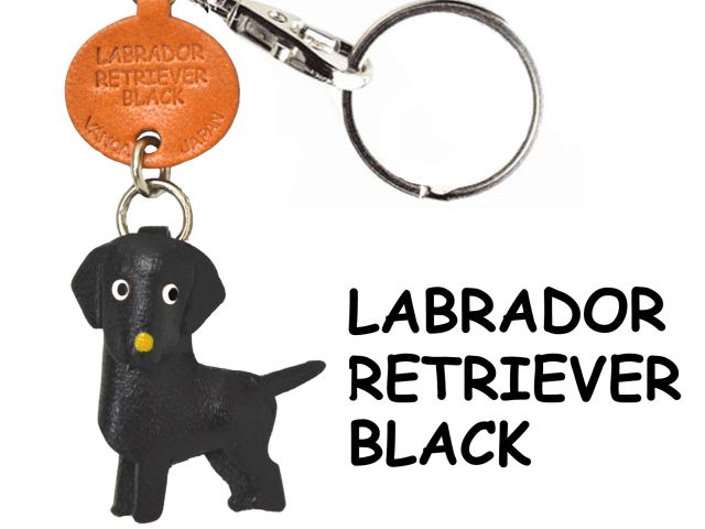 LABRADOR RETRIEVER BLACK LEATHER DOG KEYCHAIN VANCA