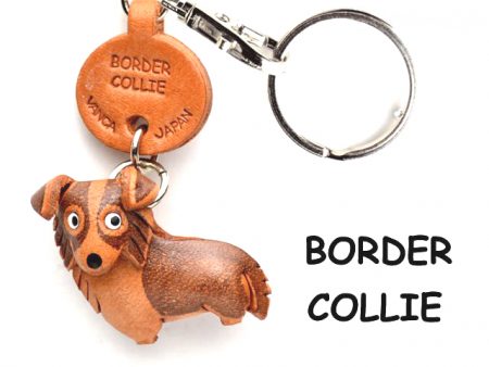 BORDER COLLIE LEATHER DOG KEYCHAIN VANCA