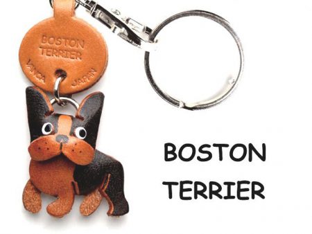 BOSTON TERRIER LEATHER DOG KEYCHAIN VANCA