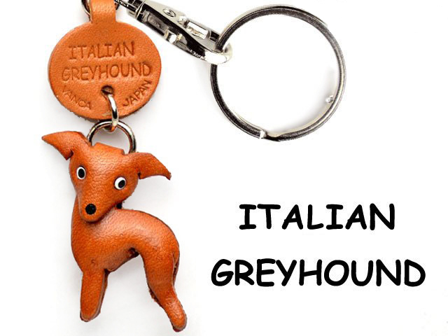 ITALIAN GREYHOUND LEATHER DOG KEYCHAIN VANCA