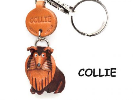 COLLIE LEATHER DOG KEYCHAIN VANCA