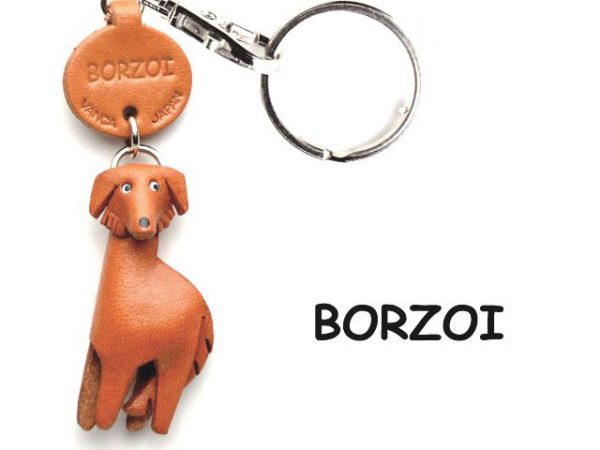 BORZOI LEATHER DOG KEYCHAIN VANCA
