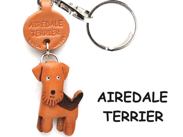 Airedale Terrier Leather Dog Keychain VANCA
