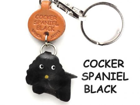 COCKER SPANIEL BLACK LEATHER DOG KEYCHAIN VANCA