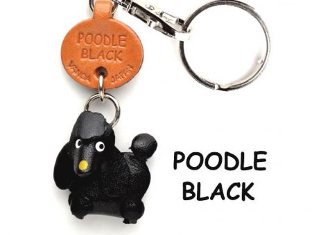 POODLE BLACK LEATHER DOG KEYCHAIN VANCA