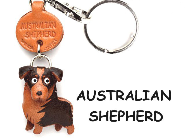 AUSTRALIAN SHEPHERD LEATHER DOG KEYCHAIN VANCA