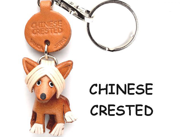 CHINESE CRESTED LEATHER DOG KEYCHAIN VANCA