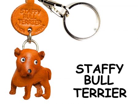 STAFFORDSHIRE BULLTERRIER LEATHER DOG KEYCHAIN VANCA