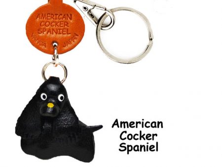 AMERICAN COCKER SPANIEL BLACK LEATHER DOG KEYCHAIN VANCA