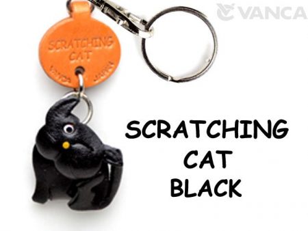 BLACK SCRATCHING LEATHER KEYCHAINS CAT
