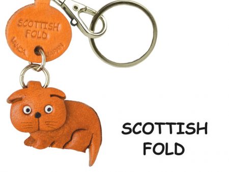 SCOTTISH FOLD LEATHER KEYCHAIN CAT VANCA