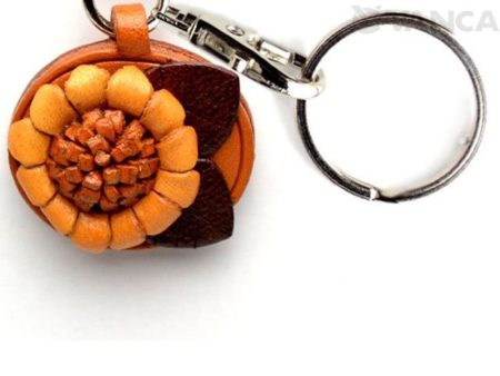 SUNFLOWER LEATHER FLOWER KEYCHAIN