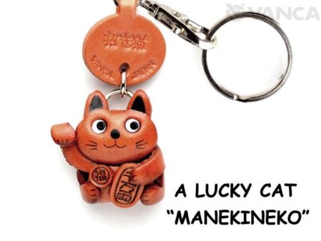 LUCKY CAT/MANEKINEKO LEATHER KEYCHAIN