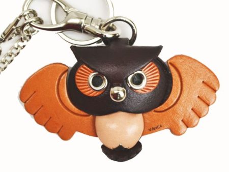 OWL LEATHER ANIMAL BAG CHARM