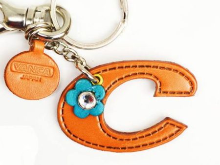 INITIAL C LEATHER KEYCHAIN BAG CHARM