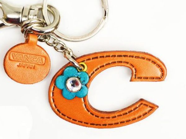 INITIAL C LEATHER KEYCHAIN BAG CHARM