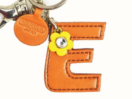 INITIAL E LEATHER KEYCHAIN BAG CHARM