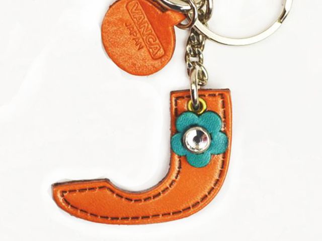 INITIAL J LEATHER KEYCHAIN BAG CHARM