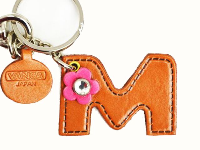 INITIAL M LEATHER KEYCHAIN BAG CHARM