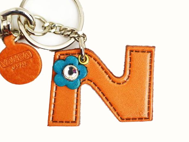 INITIAL N LEATHER KEYCHAIN BAG CHARM