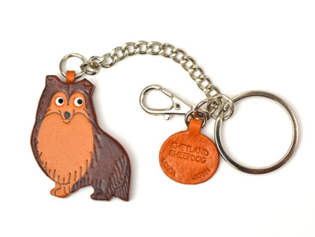 SHETLAND SHEEPDOG LEATHER RING CHARM