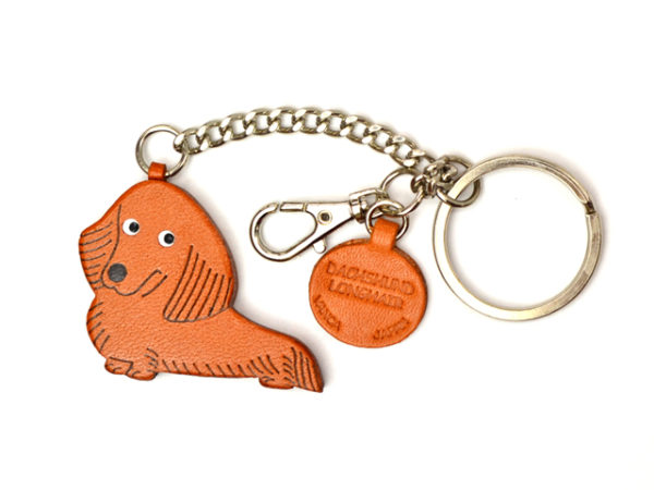 DACHSHUND LONGHAIR LEATHER RING CHARM